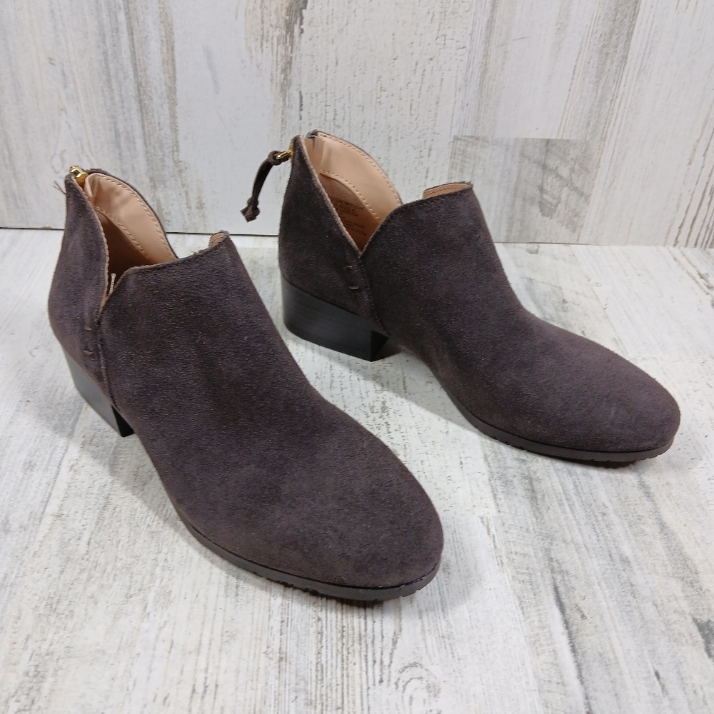 Kenneth Cole Reaction‎ Women's Suede Side Skip Gray Brown Suede Ankle Boots #523 - Picture 5 of 12